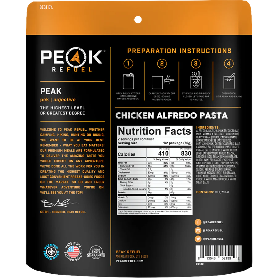 Peak Refuel Chicken Alfredo – 2 Servings